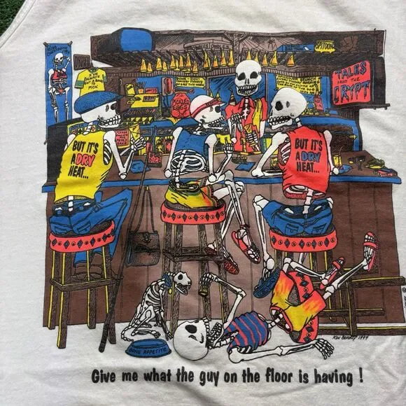Vtg 90s GRATEFUL DEAD Beer Tour Tshirt Skull Single Stitch Tank Sz L - Picture 2 of 5